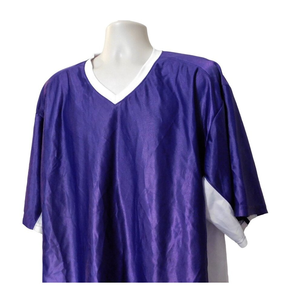 Badger Sportswear Jersey Mens XL Purple White V-Neck Athletic Polyester - Picture 2 of 5